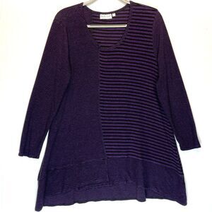 Habitat Clothes to Live In Sweater Size Large Mixed Striped Purple Tunic